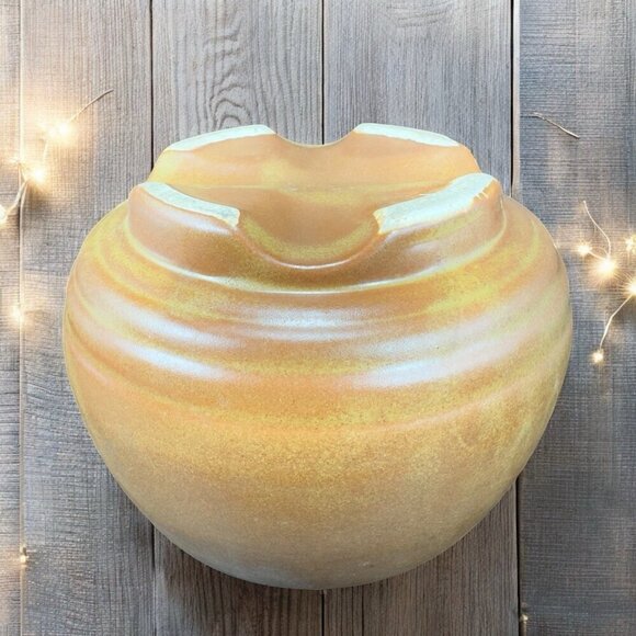 Vintage Footed Flower Pot Planter Bowl Pottery Brown Glaze MCM Decorative Decor - Picture 2 of 14